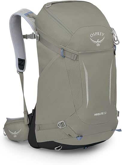 Osprey Hikelite 32L Unisex Hiking Backpack, Tan Concrete, Small/Medium