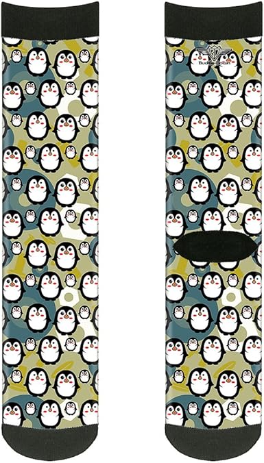 Buckle-Down Unisex-Adult's Socks Penguin Cartoon Crew, Multicolor