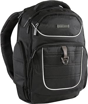 Perry Ellis Men's P13 Business Laptop Backpack with Tablet Pocket, Black, One Size