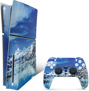 MightySkins Skin Compatible with PlayStation 5 Slim Disk Edition Bundle - Sky Lake | Protective, Durable, and Unique Vinyl Decal wrap Cover | Easy to Apply | Made in The USA