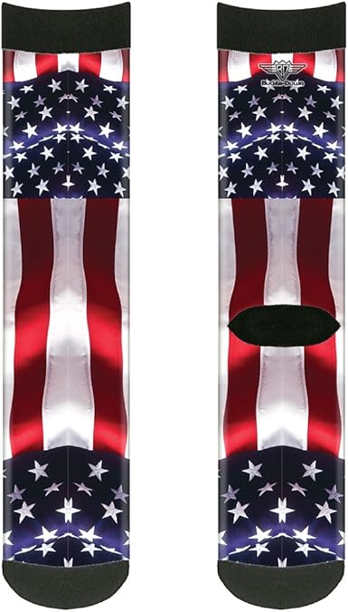 Buckle-Down Unisex-Adult's Socks American Flag Vivid C/U Crew, Multicolor