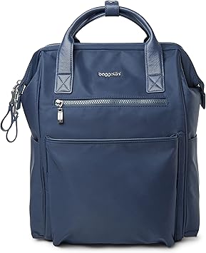 Baggallini Soho Backpack - Travel Laptop Backpack for Women - Lightweight Water-Resistant Luggage Bag, French Navy