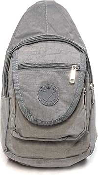 Nupouch Malibu Washed Nylon Day Pack, Crossbody Bag, Travel Pack, Light Gray