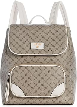 Nine West WINSLAND Flap Backpack, Beige Logo/Milk