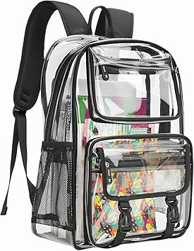 Back to School Backpack Stadium with Approved Reinforced and Wider Shoulder Straps, Big Clear Bag, Concerts, Large