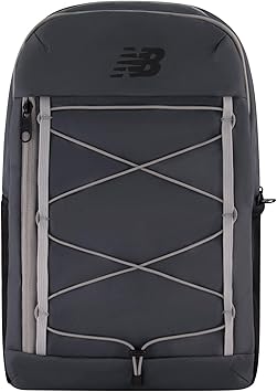 New Balance Laptop Backpack, Bungee Cord Computer Travel Bag for Men and Women, Grey, 17 Inch