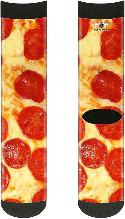 Buckle-Down Unisex-Adult's Socks Pepperoni Pizza Vivid Crew, Multicolor