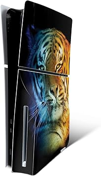 MightySkins Skin Compatible with PlayStation 5 Slim Disk Edition Console Only - Tri-Color Tiger | Protective, Durable, and Unique Vinyl Decal wrap Cover | Easy to Apply | Made in The USA