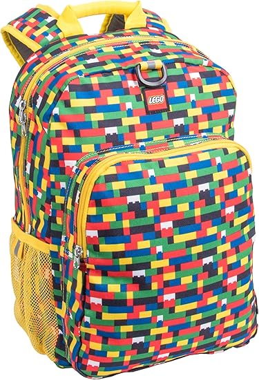 LEGO Heritage Classic Kids School Backpack Bookbag, for Travel, On-the-Go, Back to School, Boys and Girls, with Adjustable Padded Straps and Fun patterns, Brick Wall