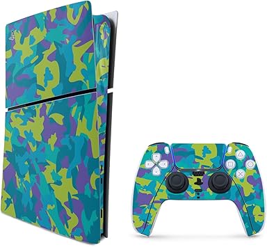 MightySkins Skin Compatible with PlayStation 5 Slim Digital Edition Bundle - Summer Camouflage | Protective, Durable, and Unique Vinyl Decal wrap Cover | Easy to Apply | Made in The USA