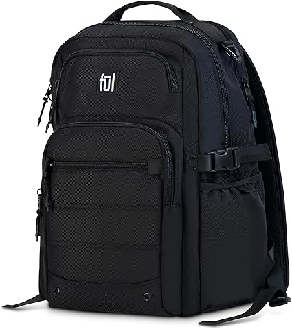 FUL Tactics Collection 17 Inch Laptop Backpack, Division Padded Computer Bag for Commute or Travel, Black