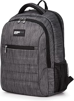 Mobile Edge SmartPack Laptop Backpack for Men and Women, Compatible with Mac 16-17 Inch Laptops, Travel Computer Bag, Super Lightweight, Water-Resistant Exterior, Carbon