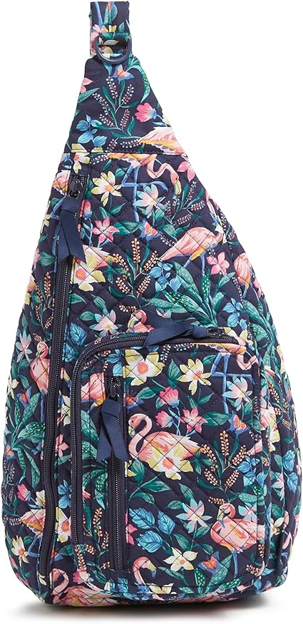 Vera Bradley Cotton Sling Backpack, Flamingo Garden