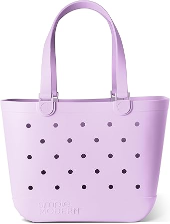 Simple Modern Beach Bag Rubber Tote | Waterproof Extra-Large Tote Bag with Zipper Pocket for Beach, Pool Boat, Groceries, Sports | Getaway Bag Collection | Electric Lavender