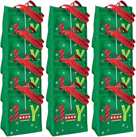 Fun Express Large Festive Christmas Shopper Tote Bags - 12