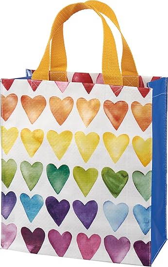 Primitives by Kathy Daily Tote-Rainbow Hearts, Multicolor