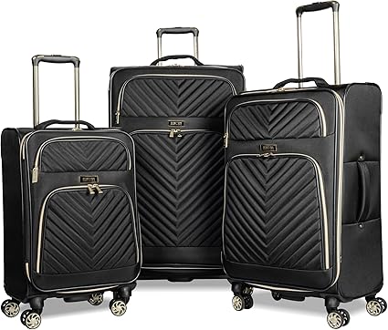 Kenneth Cole REACTION Chelsea Chevron Quilted Luggage, Black, 3-Piece Set (20