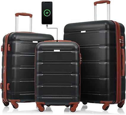 Luggage Sets 3pcs, Luggage Expandable Suitcase, ABS Hardshell Suitcase w/Spinner Wheels, 20