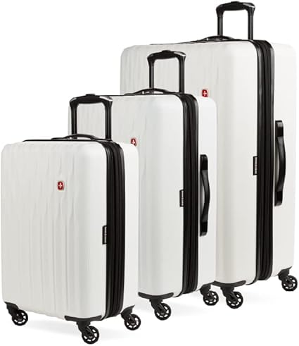 SwissGear 8018 Hardside Expandable Luggage with Spinner Wheels, White, 3-Piece Set (20/24/27)