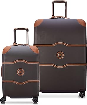 DELSEY Paris Chatelet Air 2.0 Hardside Luggage with Spinner Wheels, Chocolate Brown, 2 Piece Set 20/28