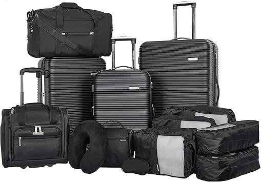 Travelers Club Riddock Luggage and Travel Accessories, Black, 14-Piece Set