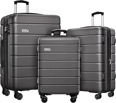 Explorer Lightweight Hardside Expandable Luggage Spinner Wheels Suitcase W/TSA Lock, Grey, New-3 Piece Set