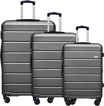 Balelinko USA Hardside Luggage 3-Piece Set (20/24/28) Expandable Suitcase with 360°Double Spinner Wheels, Gray