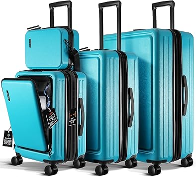 Hard Shell Luggage Sets with Spinner Wheels 4 Piece, Expandable Large Suitcases with TSA Lock, Travel Large Suitcase Set, Teal Luggage Set