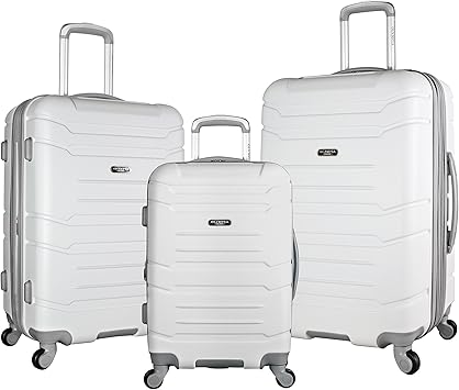 Olympia U.S.A. Denmark Expandable Hardcase Suitcase with Spinner Wheels, Available in 3-Piece Luggage Set and Carry-On Size, White