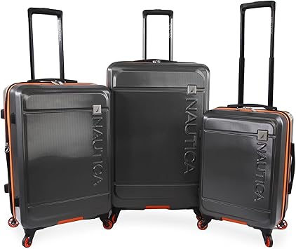 NAUTICA Roadie 3pc Hardside Luggage Set, Grey/Orange