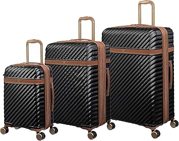 it luggage Sandringham 3 Piece Hardside 8 Wheel Expandable Spinner, Black, 3 Pc Set