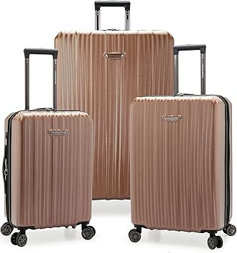 Traveler's Choice Dana Point Hardside Expandable Luggage with Spinner Wheels, Rose Gold, 3-Piece Set