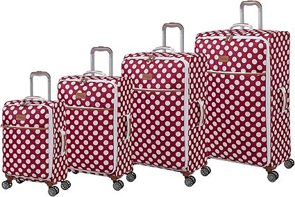 it luggage Summer Spots 4 piece Softside 8 Wheel Lightweight Set, Red, 4 Piece Set