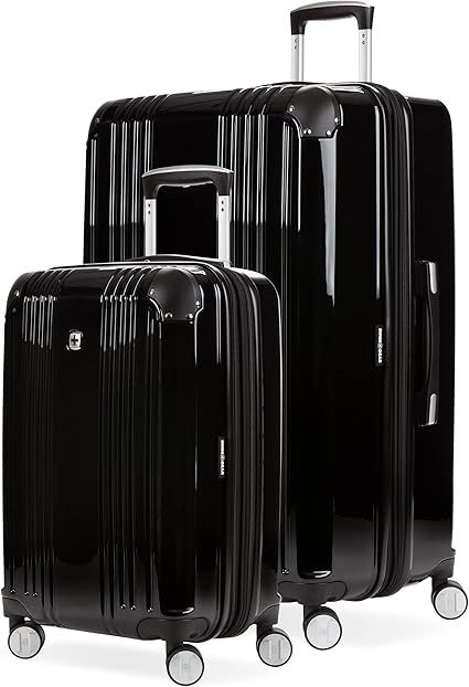 SwissGear 7786 Hardside Expandable Luggage with Spinner Wheels, Black, 2 Piece Set (20/27)