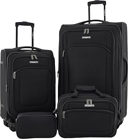 Travelers Club Soulana Luggage & Travel, Black, 4 Piece Set