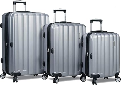 Dejuno Camden New Generation Hardside Expandable Spinner Luggage, Silver, 3-Piece Set