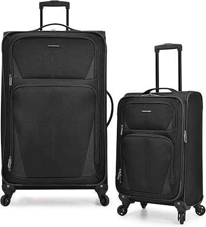 U.S. Traveler Aviron Bay Expandable Softside Spinner Wheels, Black, 2 Piece Luggage