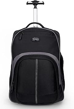 Targus 16 Inch Compact Rolling Backpack, Black - Wheeled Travel Bag, Fits Laptops Up to 16” and MacBook Pros up to 17” (TSB750US)