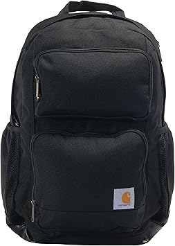 Carhartt 28L Dual-Compartment Backpack, Durable Pack with Laptop Sleeve and Duravax Abrasion Resistant Base, Black, One Size