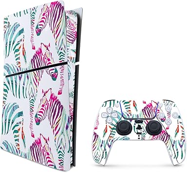 MightySkins Skin Compatible with PlayStation 5 Slim Digital Edition Bundle - Zebra Mosaic | Protective, Durable, and Unique Vinyl Decal wrap Cover | Easy to Apply | Made in The USA