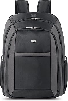 Solo Metropolitan 16 Inch Laptop Backpack with Removable Sleeve, Black/Grey