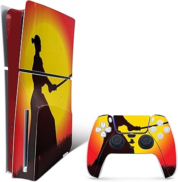 MightySkins Skin Compatible with PlayStation 5 Slim Disk Edition Bundle - Sunset Samurai | Protective, Durable, and Unique Vinyl Decal wrap Cover | Easy to Apply | Made in The USA