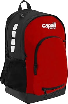 Capelli Sport 19 Inch Laptop Backpack, Gym Travel Bag with Computer Sleeve, Black Red White, One Size