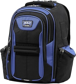 Travelpro Bold Lightweight Rugged Backpack, Fits up to 15.6 inch laptop and tablet sleeve, Blue/Black