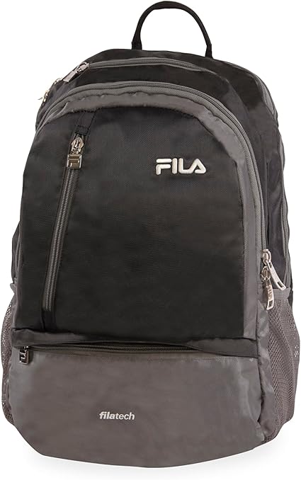 Fila Duel Tablet and Laptop Backpack, Black/Grey, One Size