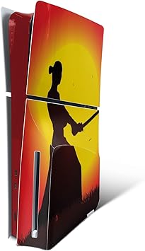 MightySkins Skin Compatible with PlayStation 5 Slim Disk Edition Console Only - Sunset Samurai | Protective, Durable, and Unique Vinyl Decal wrap Cover | Easy to Apply | Made in The USA