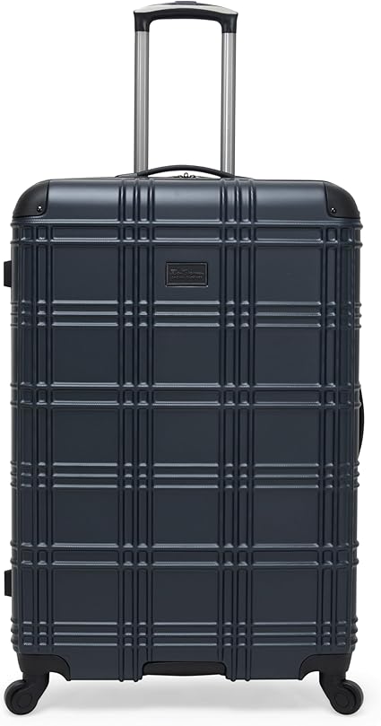 Ben Sherman Nottingham Lightweight Hardside 4-Wheel Spinner Travel Luggage, Naval, 28-Inch Checked