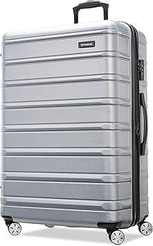 Samsonite Omni 2 Hardside Expandable Luggage with Spinners, Arctic Silver, Checked-Large 28-Inch