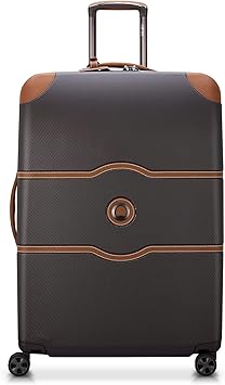 DELSEY Paris Chatelet Air 2.0 Hardside Luggage with Spinner Wheels, Chocolate Brown, Checked-Large 28 Inch