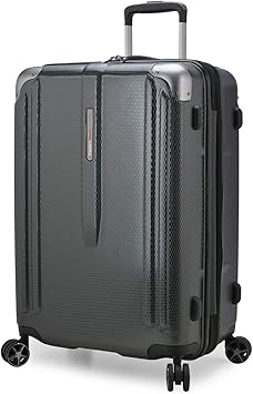 Traveler's Choice New London II Hardside Expandable Spinner Luggage, Gray, Checked-Medium 26-Inch